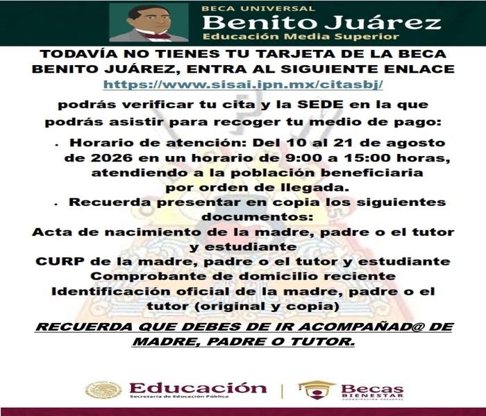 Aviso beca Benito Juárez