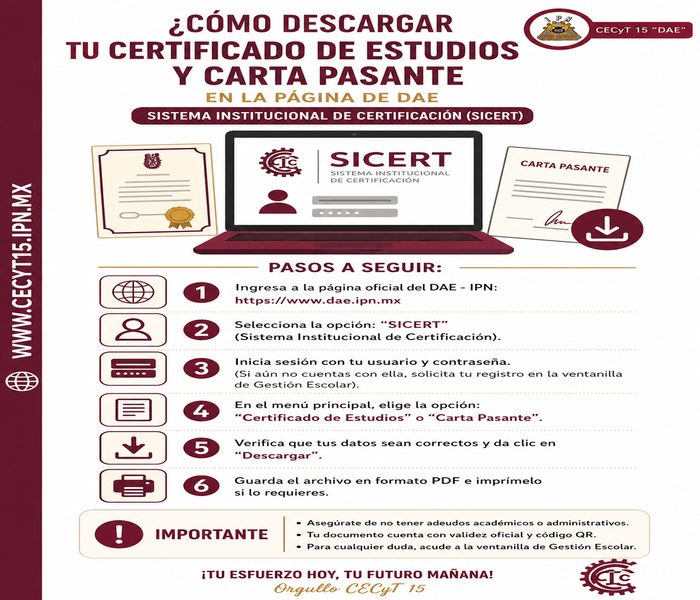 certificado de estudios y carta pasante