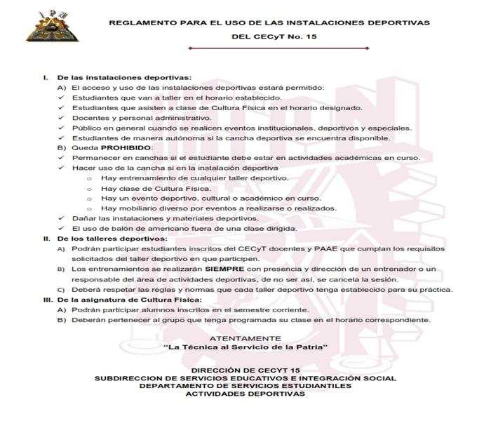 Reglamento de uso de canchas 2026